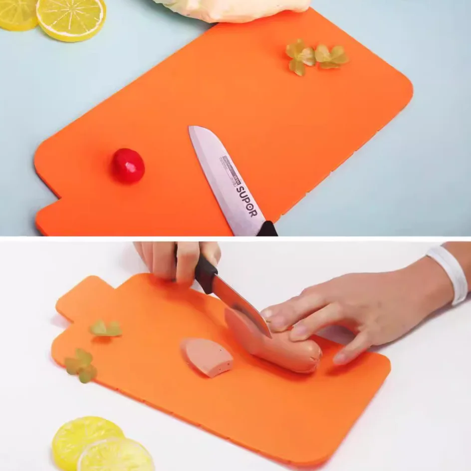 WONDERFUL Portable Folding Food Grade Silicone Cutting Mat Flexible Non-slip Chopping Board Kitchen Cutting Board For Cooking