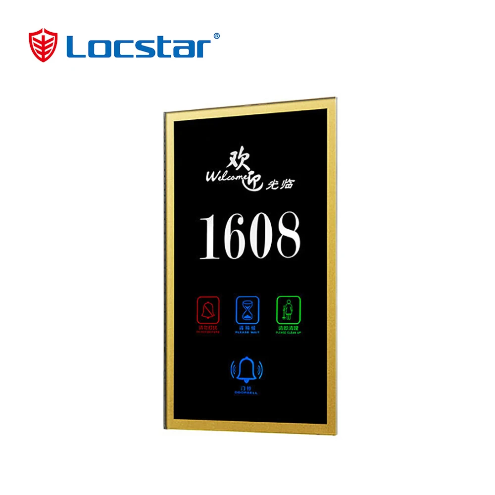 Locstar Customization Smart Touch Screen Door Numbers Sign Hotel Room Number Plate Electronic Door Plate With Room Number