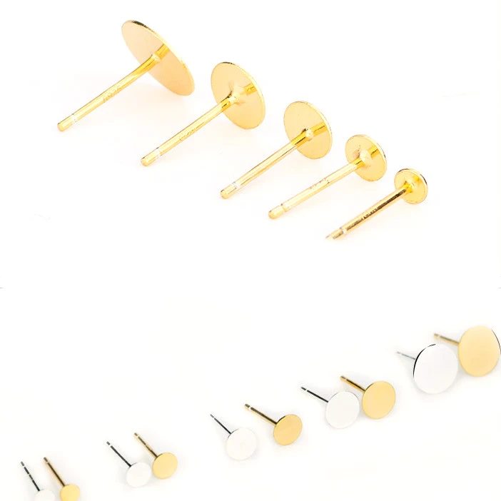3mm to 10mm DIY Earring  Anti Allergy Blank Earring Posts Round Pad 316 Stainless Steel Earring Post