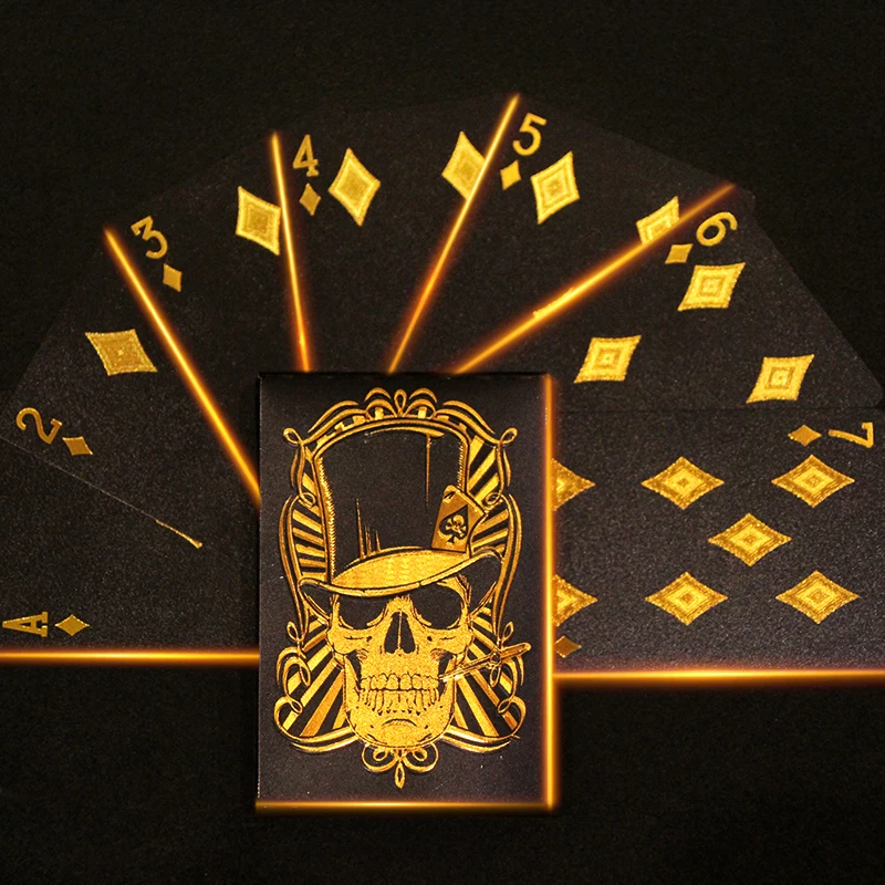 Custom Playing Cards Printing 100% Plastic Cartas De Poker Card Waterproof Black Gold Playing Cards Wholesale