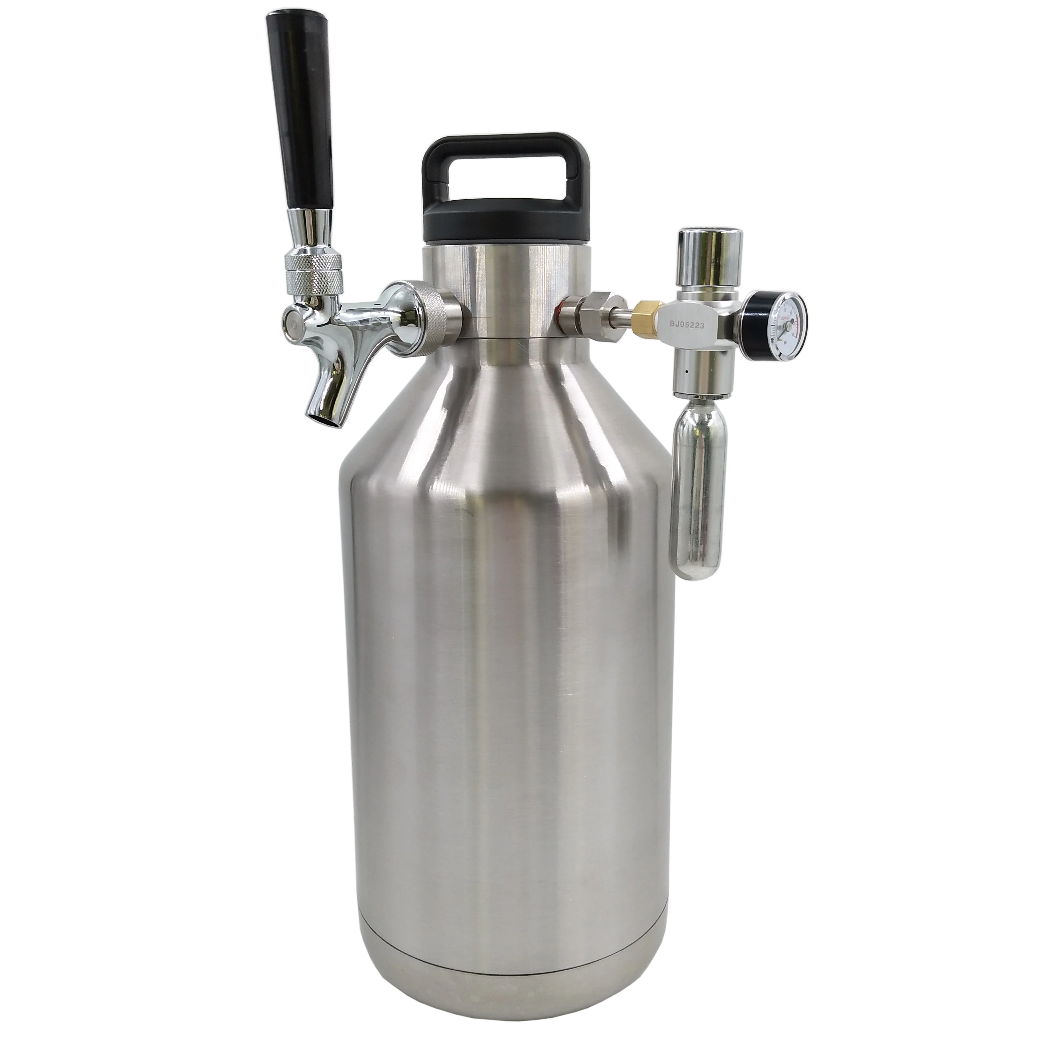 4L Stainless Steel Beer Growler Dispenser with tap and Co2 regulator