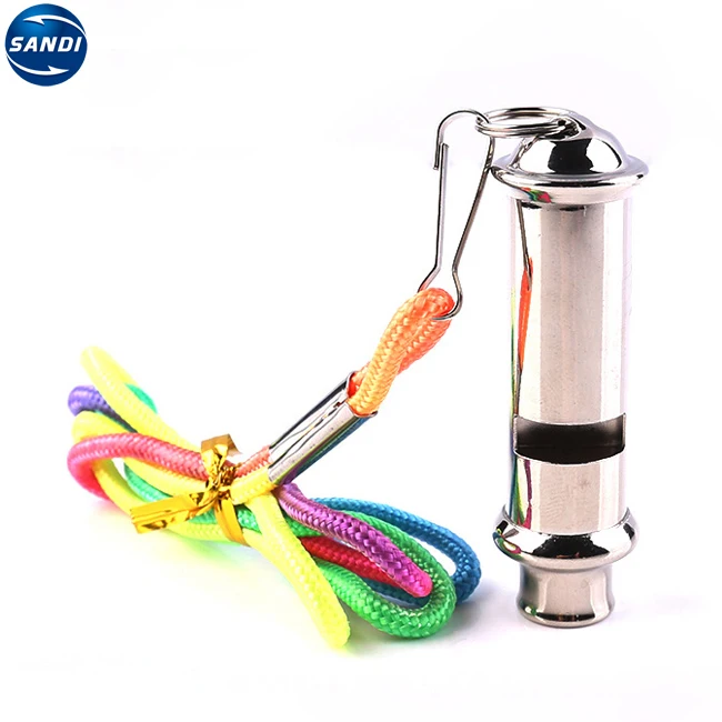 Custom colorful good quality metal referee metal whistle with rope
