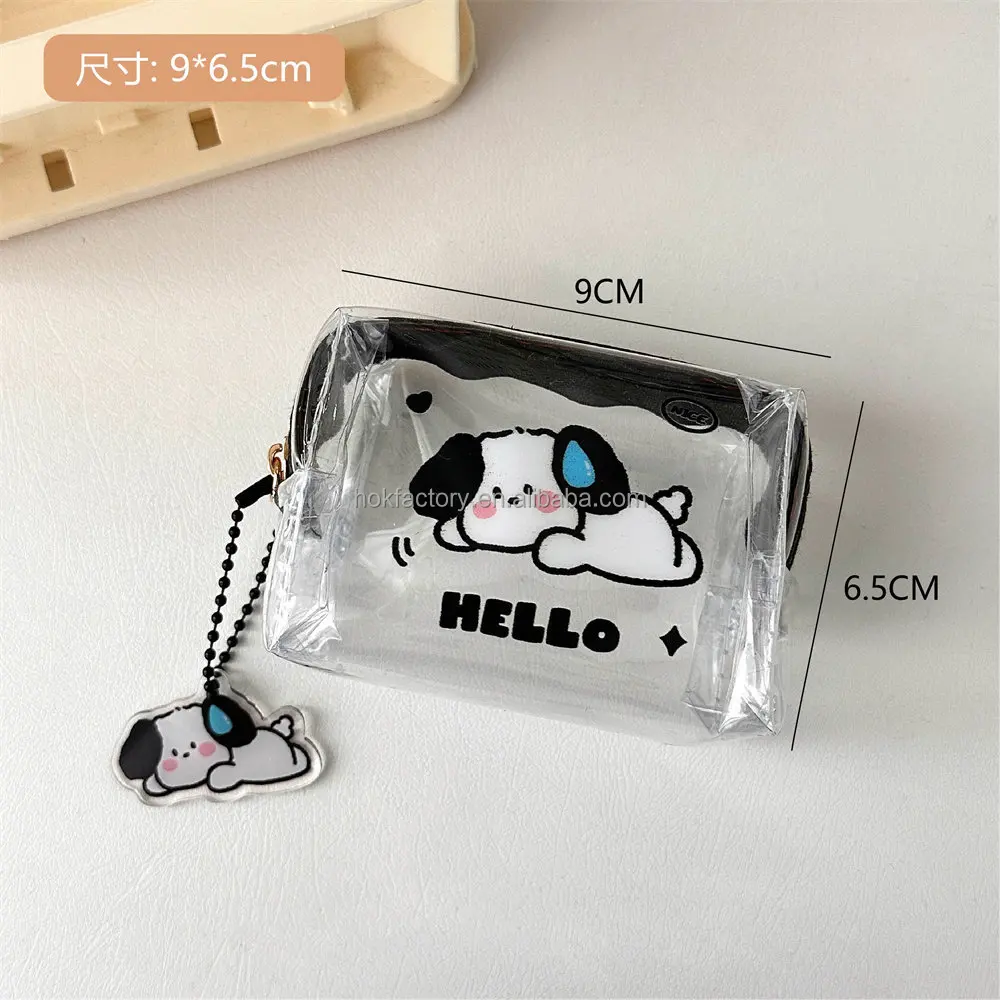 2024New Keychain Small Wallet Card Plastic Coin Purses Holder Square Pouch With Zipper Transparent Mini Clear Pvc Coin Purse
