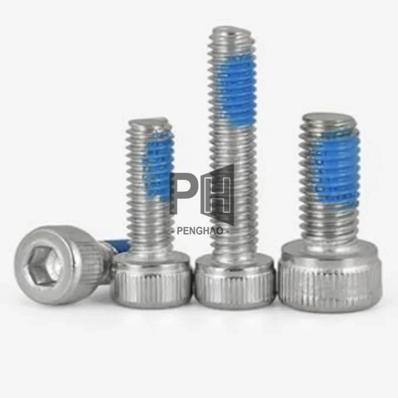 304 Stainless Steel Hex Socket Screws DIN912 M3 M4 M5 M6 M8 with Nylon Patch Blue Nylock DIN933 Fasteners