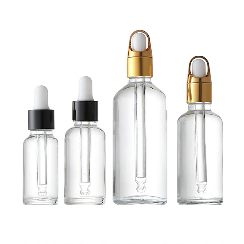 15ml clear oil glass bottle glass round pipette bamboo rubber dropper cap