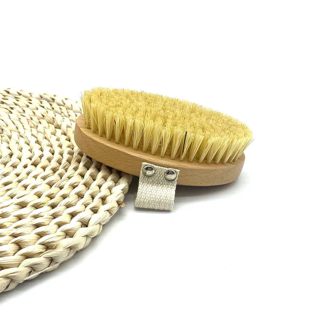 Amazon Hot Sale Sisal Dry Brush Natural Wooden Custom Logo Body Scrubber Massage Bath Brush