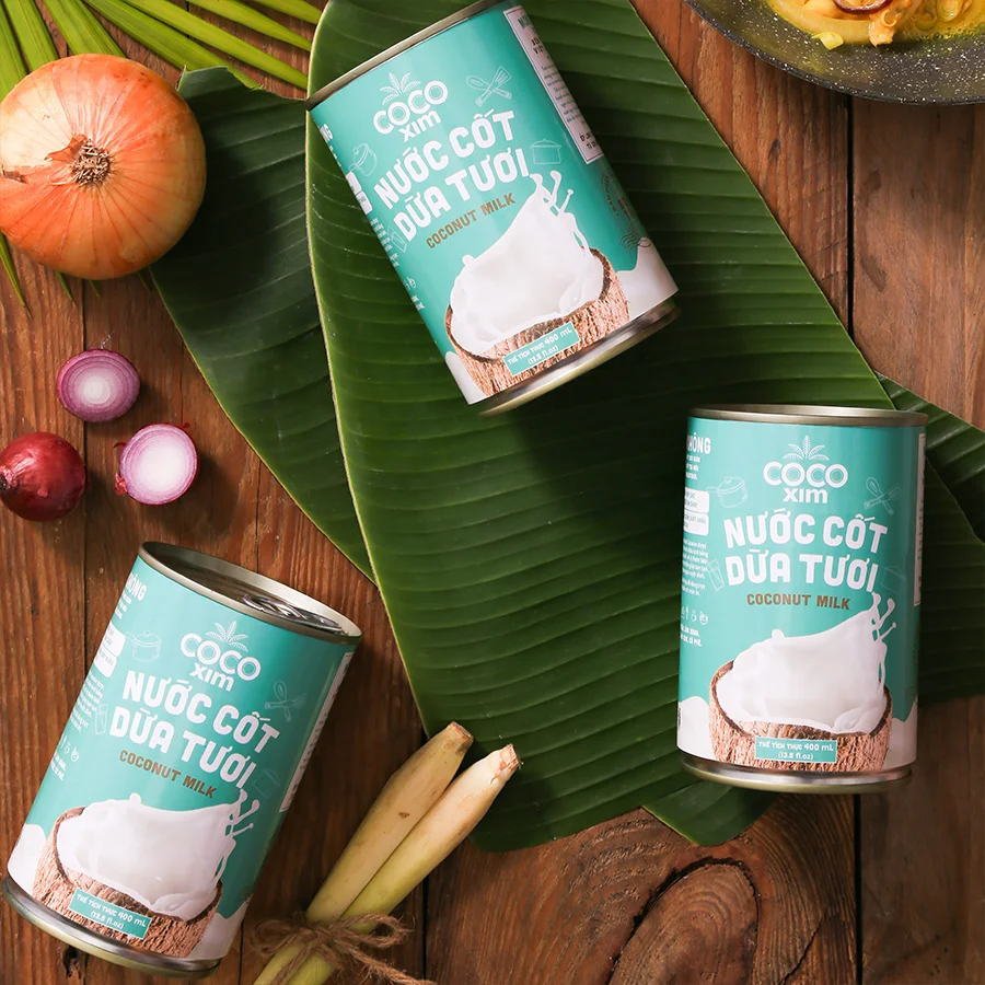 Organic Coconut cream - 400ml tin can-  Cocoxim - Made in Vietnam - Whatsapp: +84354669243 for free sample, OEM with small MOQ