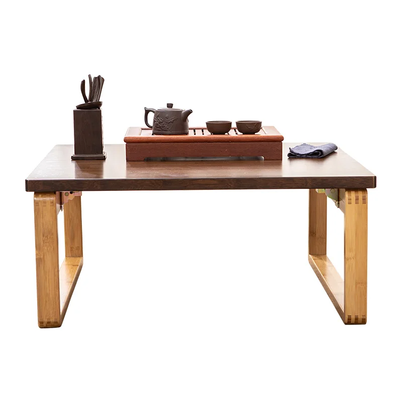 
Square bamboo folding low center table balcony tea table reading table 