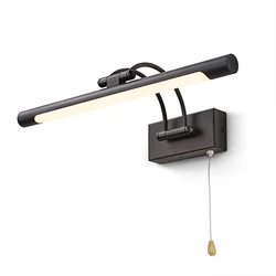 Bedroom 16W Home Hotel Stair Art Deco Black Wall Pull Switch Swing Arm Picture Lighting