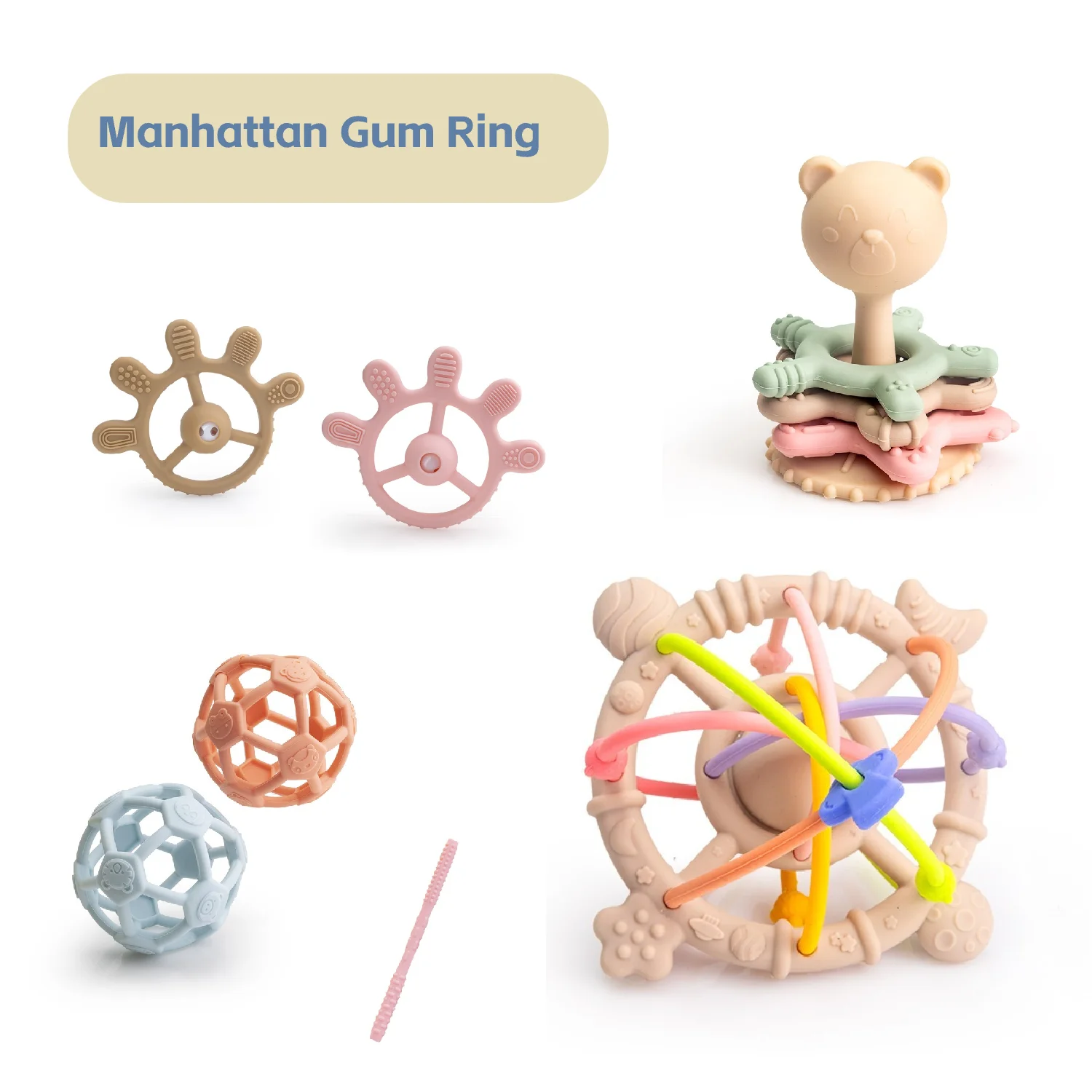 Wholesale Of 4 Popular Food Grade Dental Gum Trendy Products Baby Teething Ringing Toys