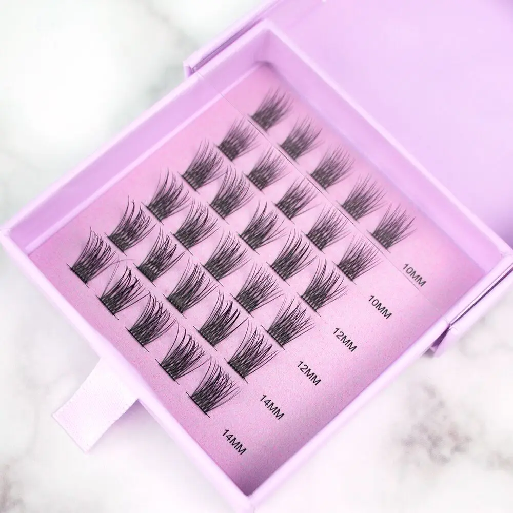 Free design patented superthin band individual cluster lashes segmented eyelashes last 2 weeks diy lash extension kit