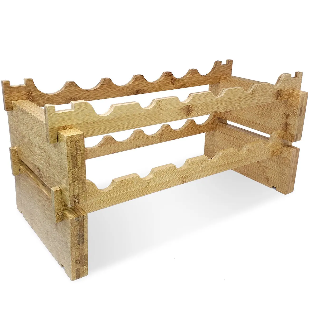 Bamboo Stackable Modular Wine Rack Large Capacity Stackable Storage Stand Display Shelves Wooden Wine Holder Perfect for Home