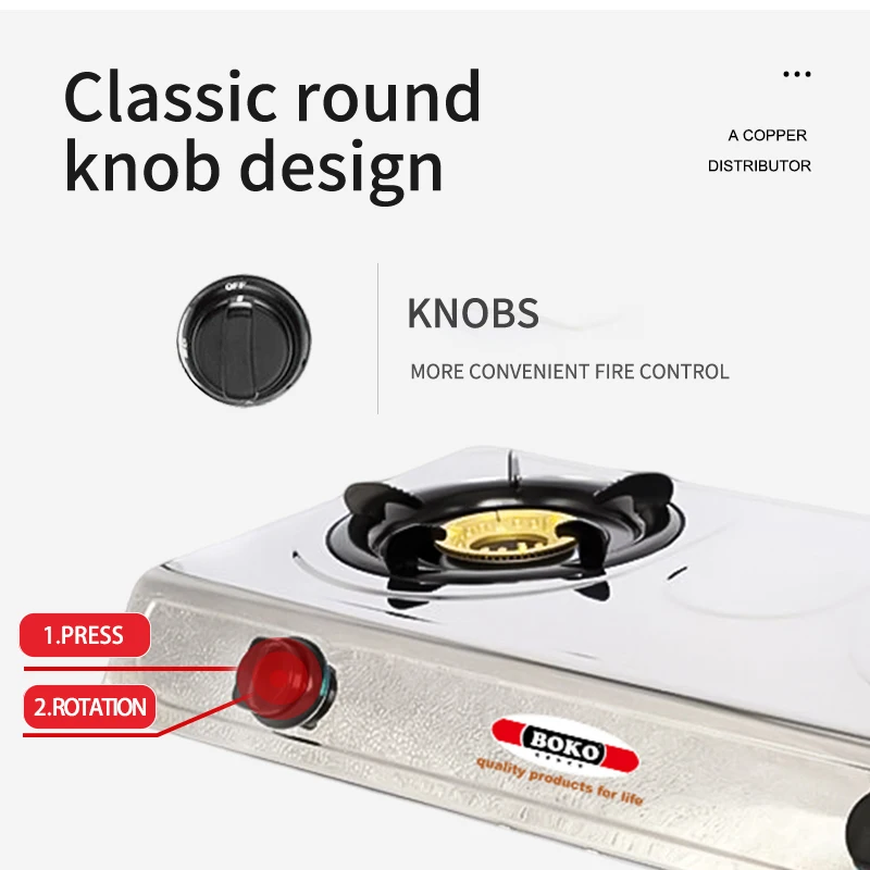 New model high quality double burner gas stove Stainless Steel easy clean gas cooker