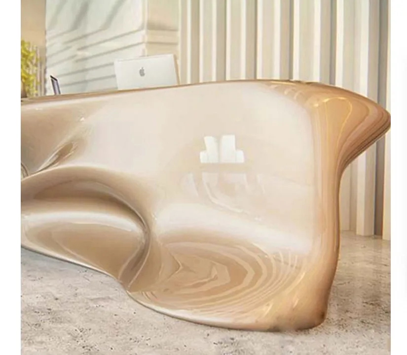 Hochey оптовая продажа мебель для салона ресепшн лазерная печать логотипа прочный материал салон красоты стойка фабрика