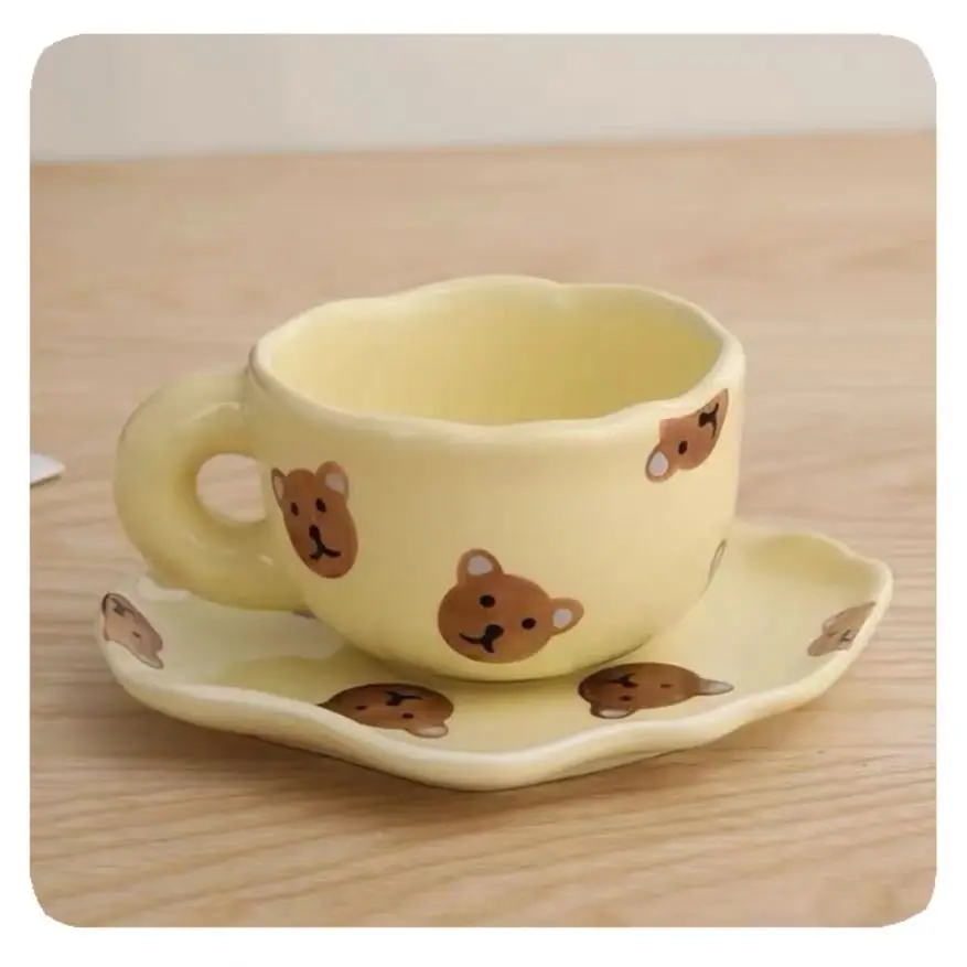 New Nordic Style Ceramics Stoneware Cups Handmade Coffee Mugs Customized Clay Tea Cup And Saucer
