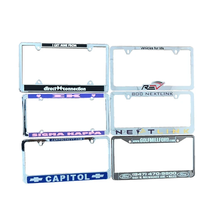 2021 оптовая продажа, хромированный двойной панельный держатель номерного знака, 6*12 дюймов, цинковый сплав, индивидуальная рамка номерного знака