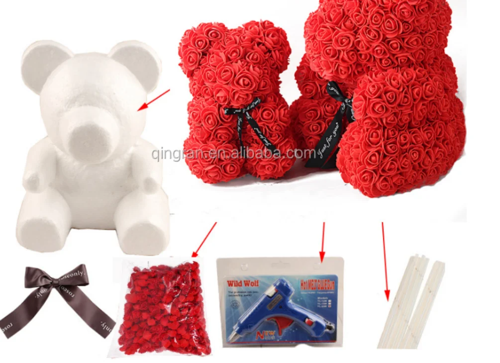 500 pieces per bag PE rose heads foam rose flowers for rose bear 3.5cm rose flowers 2.5cm rose flowers for flower bears