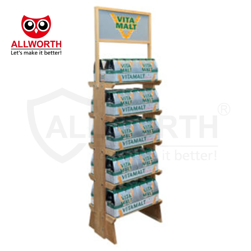 Distributor Eye Catching Adjustable Detachable With Logo Wooden Display Shelving Rack