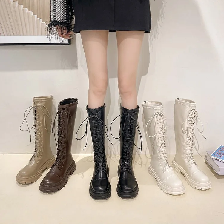 high heel knee WHITE Boots Women Ankle Boots British Style Ankle Boots.