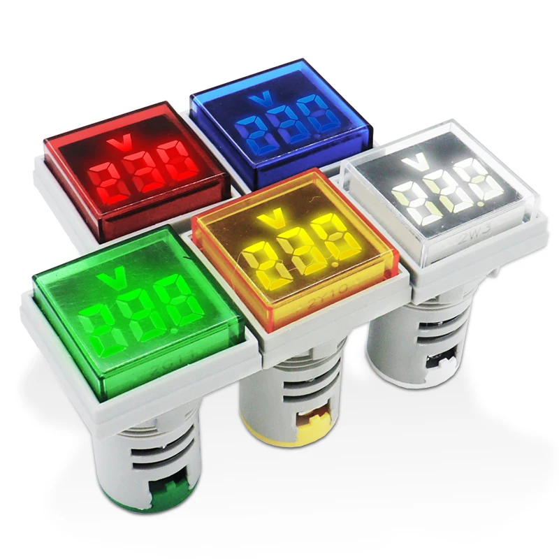 LED Square Digital Display Gauge Volt Voltage Meter Mini Voltmeter Indicator Panel Meter 22mm AC50-500V