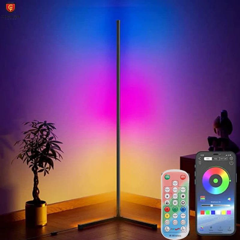 Tuya RGB Smart Corner Floor Lamp Music DIY Mode Voice Control Modern Home LED Smart Corner Light