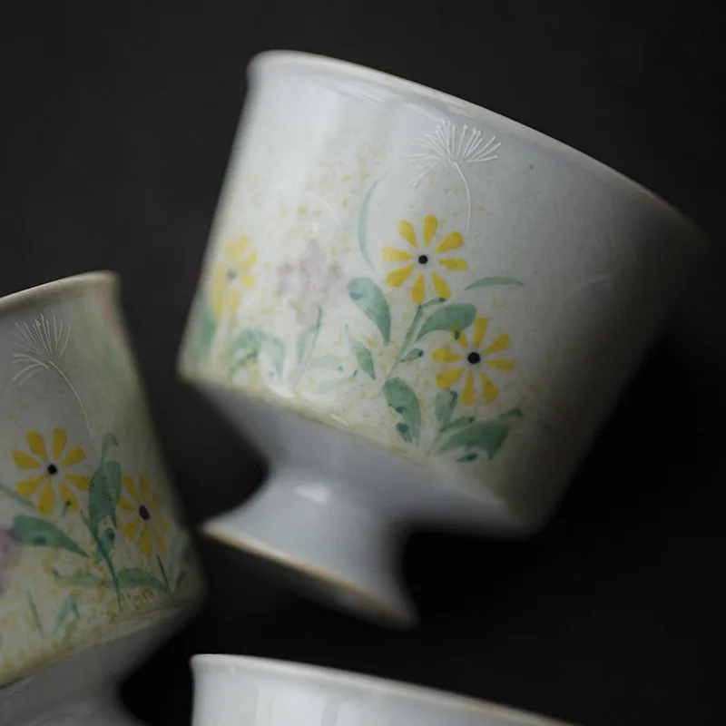 Underglaze Color Hand-Painted Dandelion Household Ceramic Master Cup Kung Fu Tea Accessories
