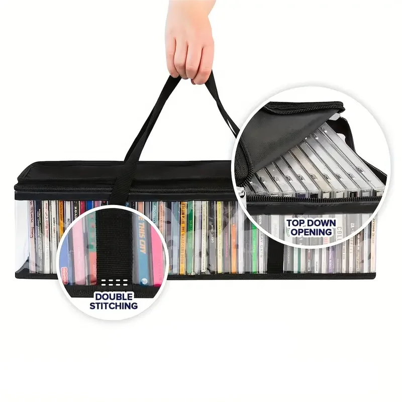 Media organizer bag for DVDs plastic covers saves cds