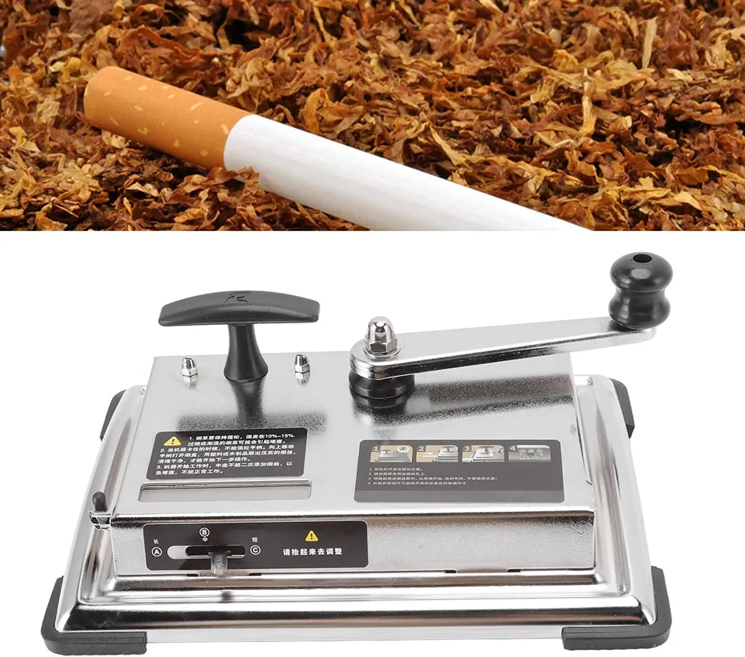 Cigarette Rolling Machine, Bidirectional Tobacco Injector Machine Stability Non Slip Base Eco Friendly for Home (Silver 8mm/0.31