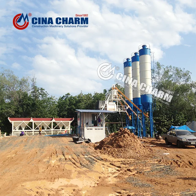 Hopper type HZS75 Fully-Automatic Concrete Mixing Plant with CE certification