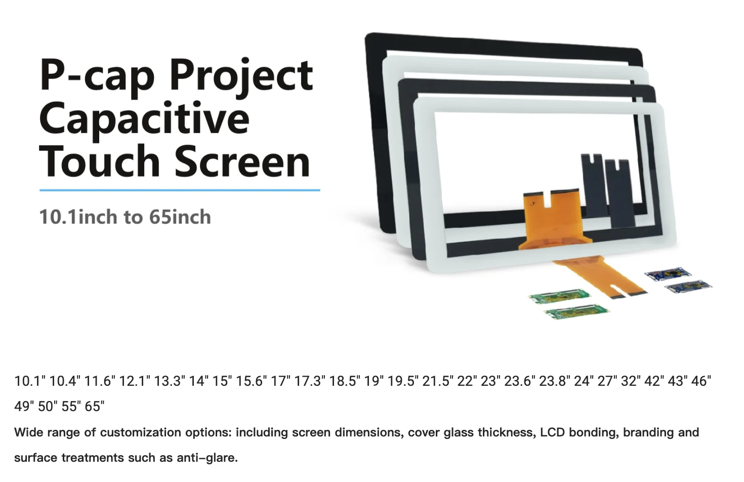 Black 10.1 10.4 12.1 Inch Custom Capacitive Touch Screen Panel Kit for Terminal Virtual Reality Ready USB Serial Interface