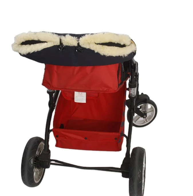 China Factory Stroller Accessories Sheepskin Warm Muff Winter Windproof  Pram HandMuff Lambskin Wool Warm Muff for parents