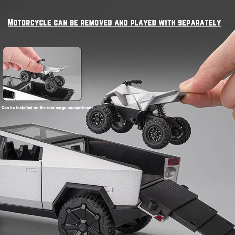 CZ 1/32 Large Pickup Truck Toy with Motorhome and Motorcycle Diecast Pickup Truck Trailer RV Alloy Model Collection Vehicles