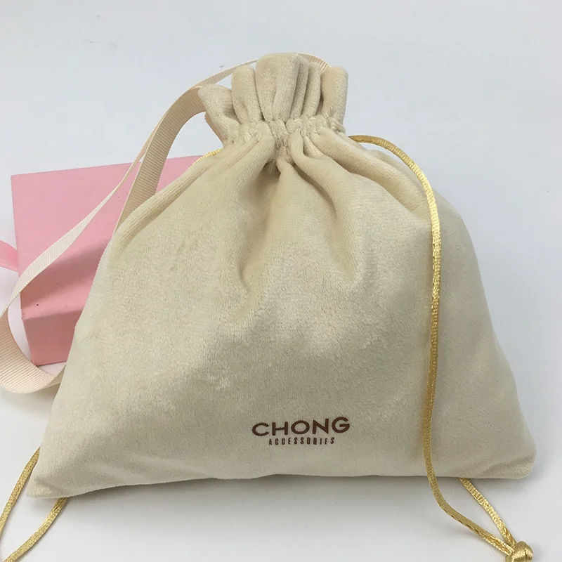 Custom Logo Printed Velvet Pouch Luxury Perfume Jewelry Gift Drawstring Velvet Bags