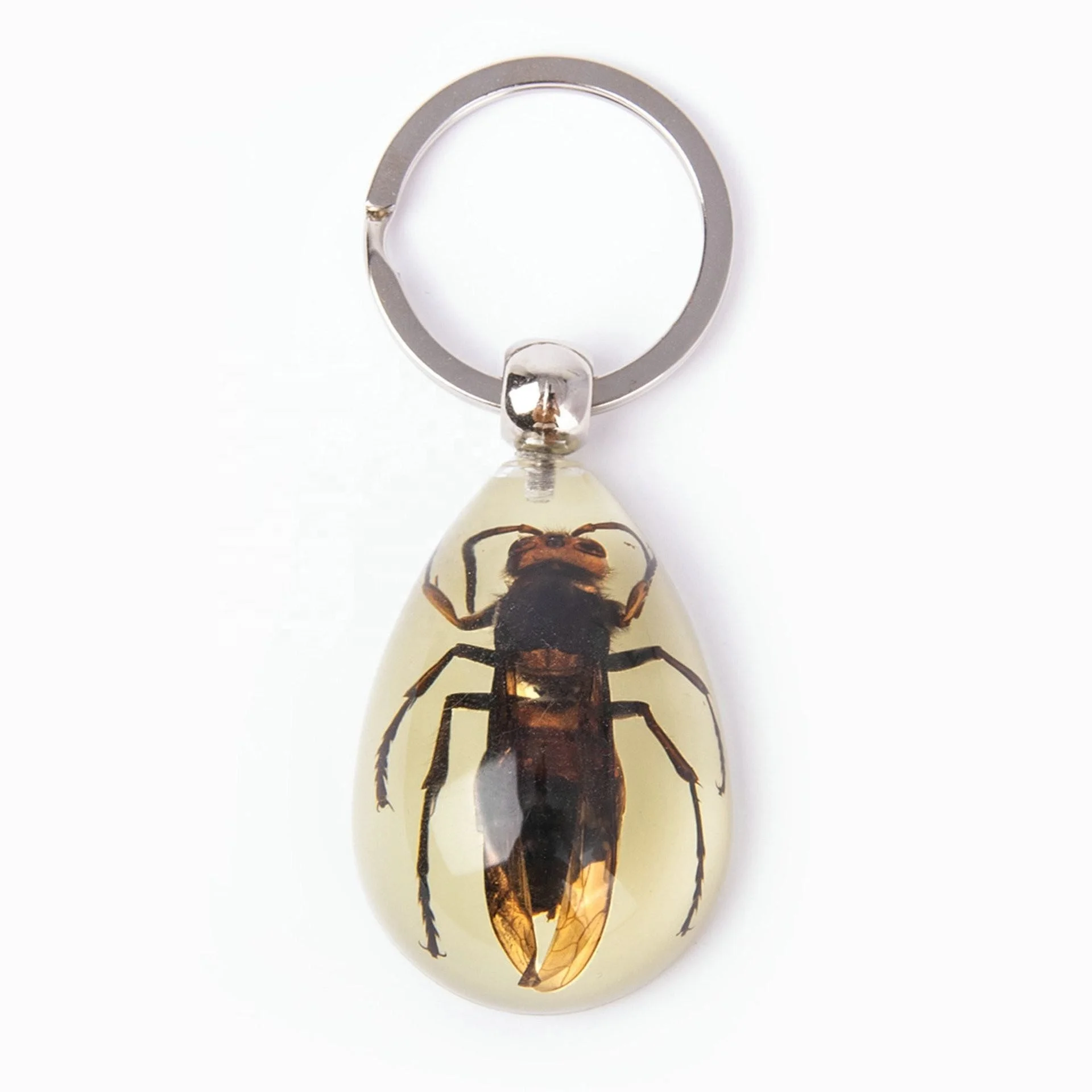 Pure handmade resin drop glue luminous scorpion scarab halloween gift real insect amber specimen keychain