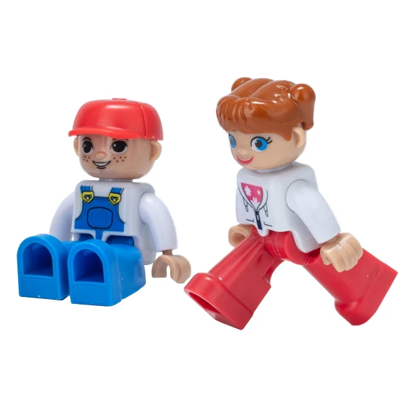 Police Worker Elder Engineer Pilot Kids Figures Toy With Magnetic For Building Block