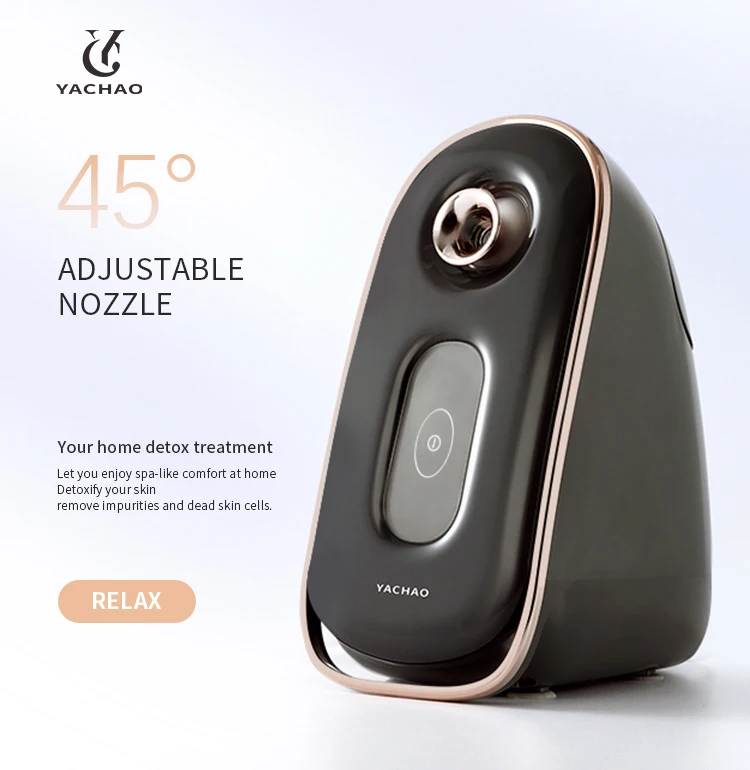 YaChao Salon Spa Black Professional Vapeur visage Nano Ionic Vapor Ozone Hot Mist Sauna Face Vaporizador Facial Steamer