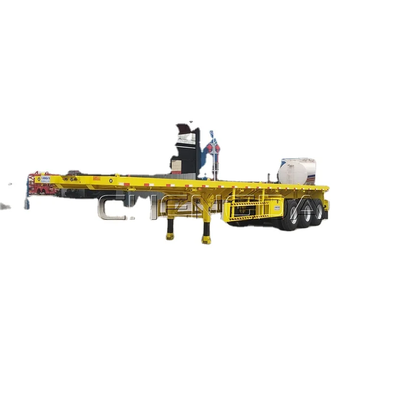 Factory Direct Sale New Tri Axles 40ft Hydraulic Container Lock Flatbed Trailer