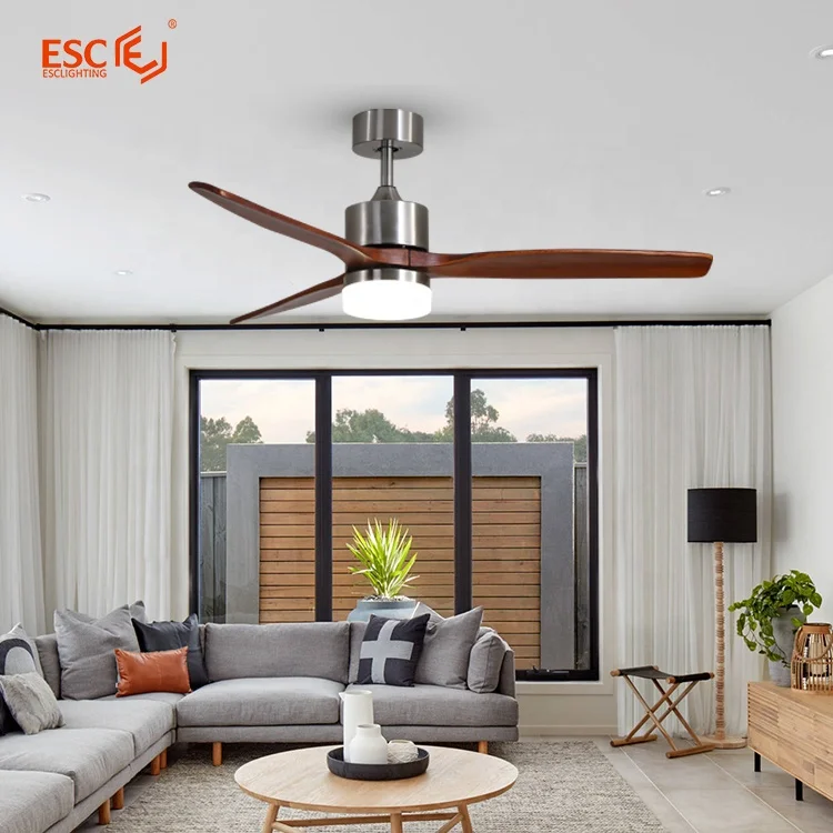 ESC lighting modern ceiling fan led 5 speed wooden blades ceiling chandelier fan with remote control