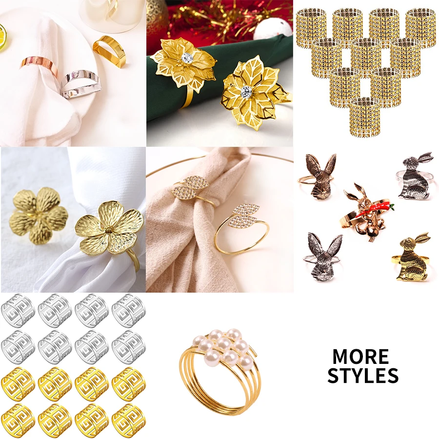 Simple napkin rings gold circle metal napkin ring  for wedding party