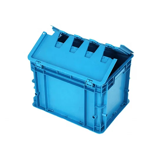 Сверхмощный пластиковый промышленный вертикальный ящик для хранения с откидной крышкой