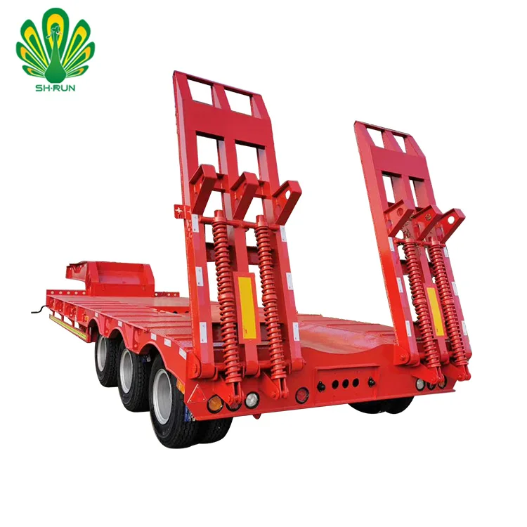 50- 60 tons 3 axles low bed semi trailer heavy lowloaders pavers transport lowbed semi trailer hydraulic