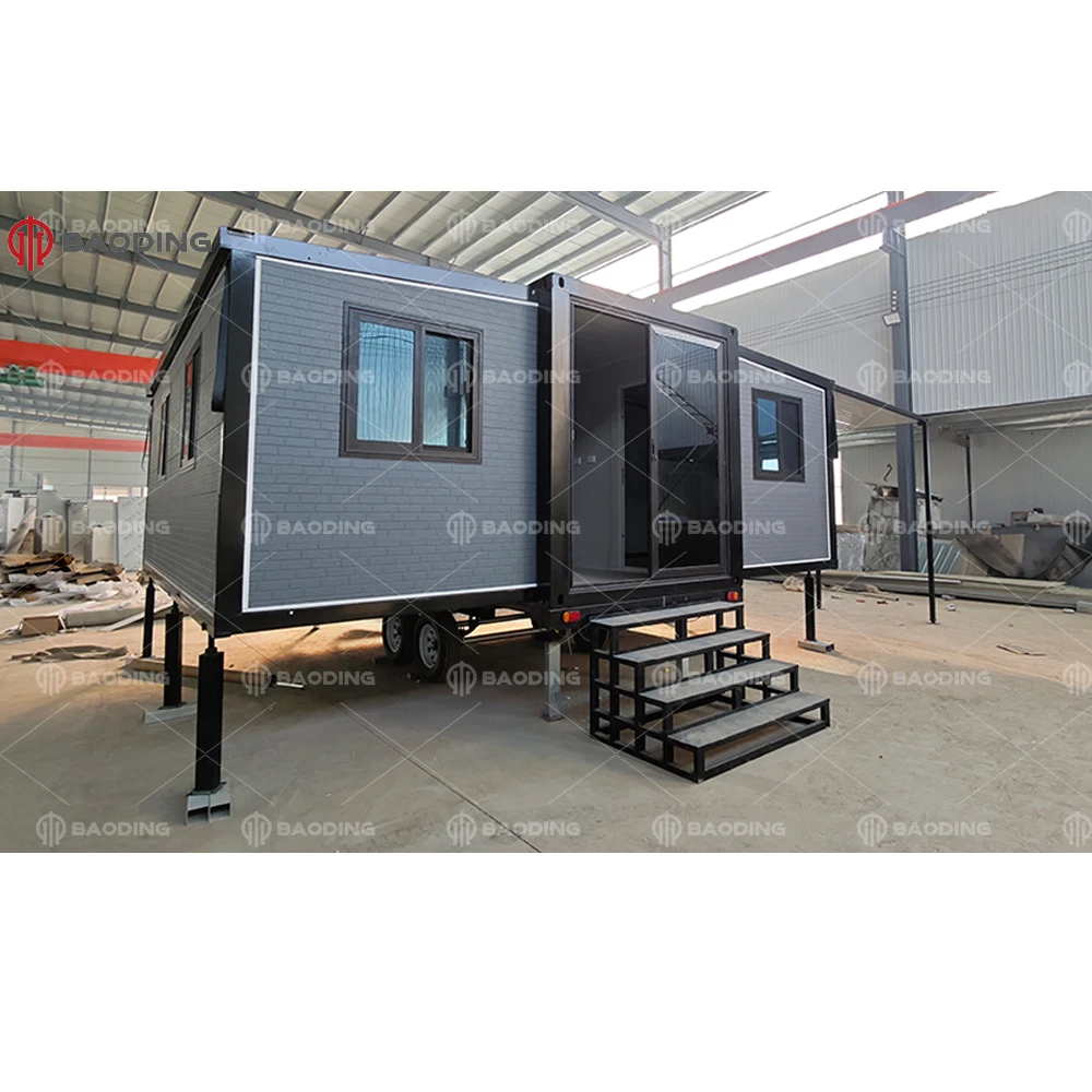 20ft Expandable Container Home with Balcony Mobile Portable Factory Prefab House 40 Ft Trailer Tiny Foldable Container House