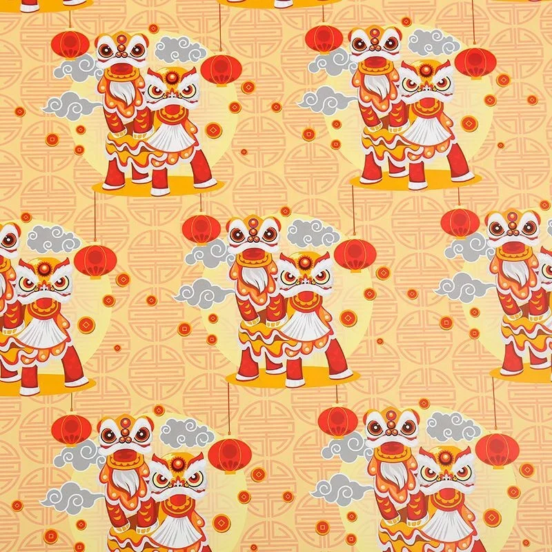 Wholesale cheap spot 130gHappy Red New Year Asian plum blossom lion dance auspicious cloud New Year gift gift paper 50x80cm