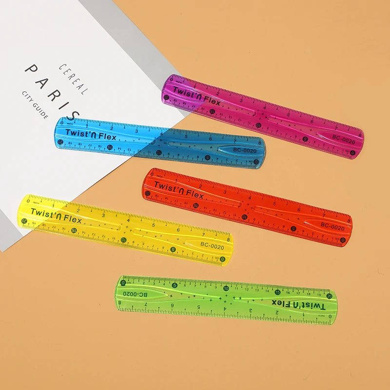 Custom Logo 20cm Student Ruler Wholesale Eco-friendly Magnifying Ruler Transparent Pvc Color Straight Ruler