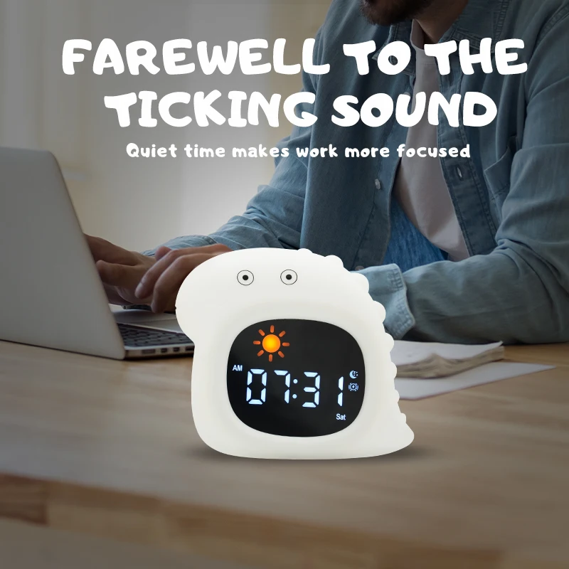 Night Light Clock Cat Baby Sleeping Training Musical Alarm Clock Led Night Table Light Children Sleep Training
