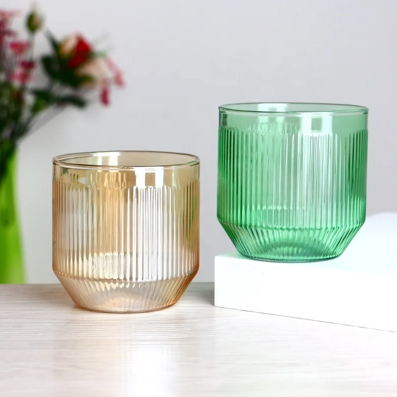Handmade Blown Striped Wine Glasses Custom Colorful Vertical Striped Glass Cup