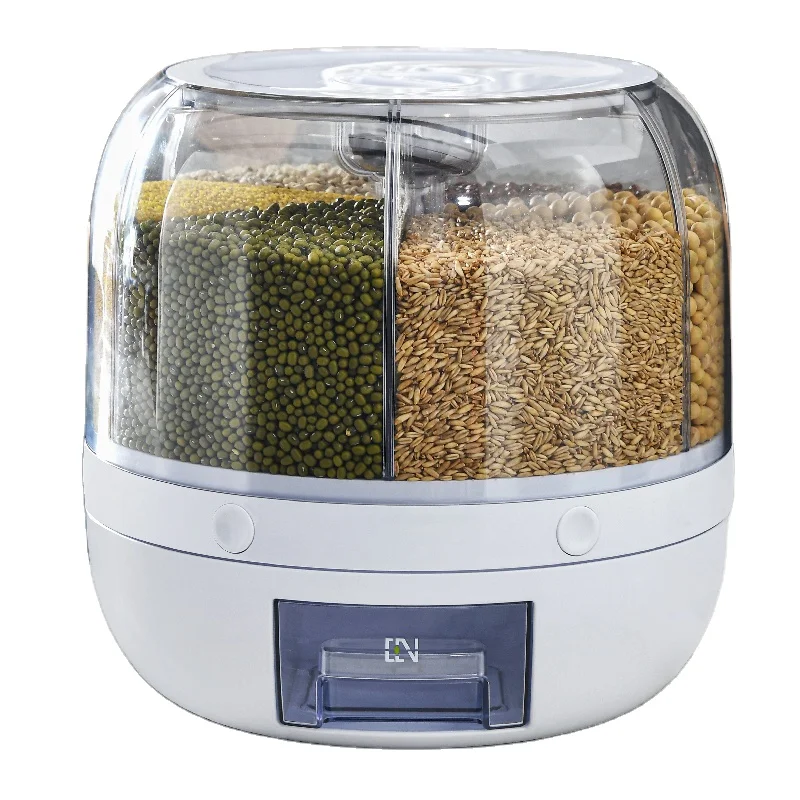 2022 New design Rotating Airtight Rice Dispenser Storage Box Nordic Kitchen Cereal Food Rice Grain Sealed Container Dispenser
