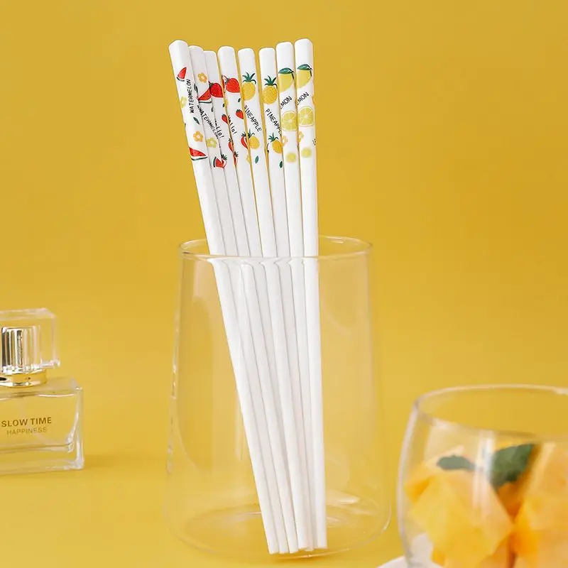 Cute Fruit Pattern Stainless Steel Coffee Food Steak   Ceramic Knife Fork and Spoon Chopsticks Western Tableware Set