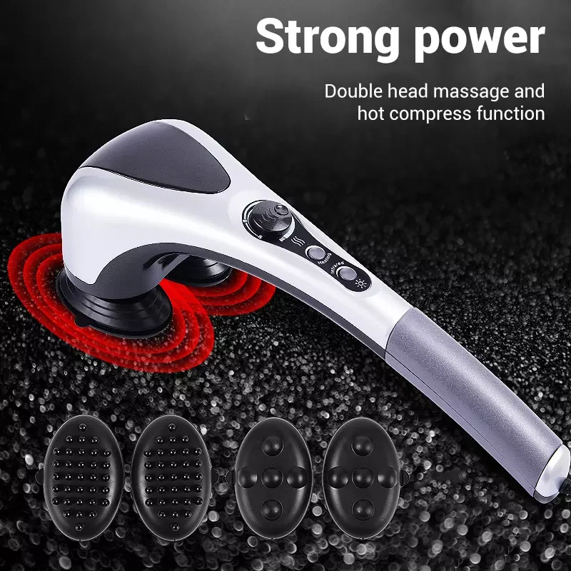 Electric Handheld Back Massager Infrared Heating Hammer Massager With Double Head Used to Full Body Massage Pain Relief