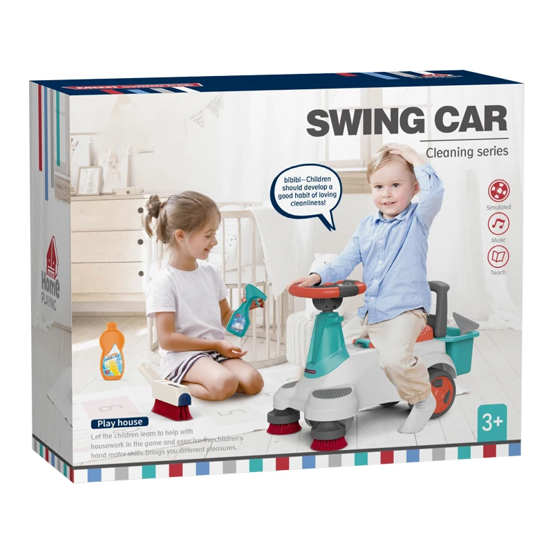 Kids play house clean scooter baby 2 in 1 walker toy with music